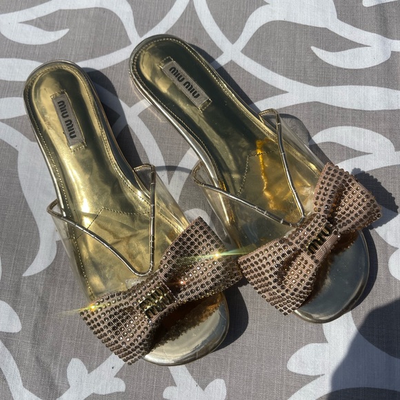 Miu Miu Crystal Embellished Sandals - Picture 1 of 5